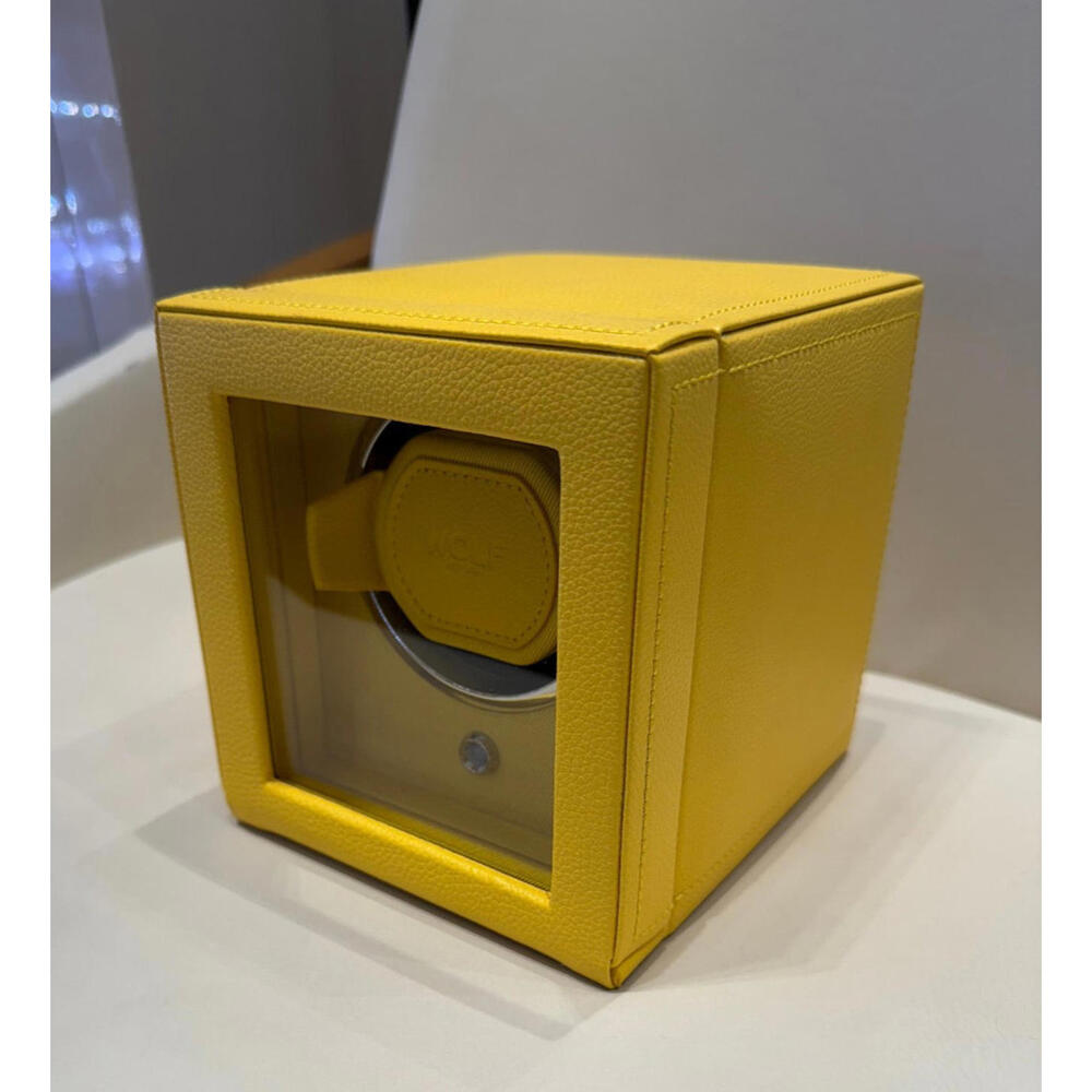 WOLF Cub Single Watch Winder with Cover in Yellow Color, 461192